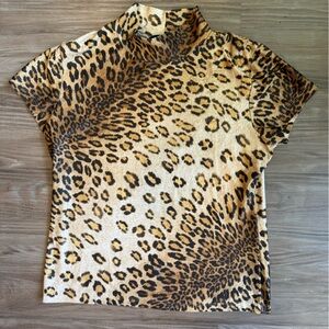 No Boundaries Animal Print Turtle Neck Top